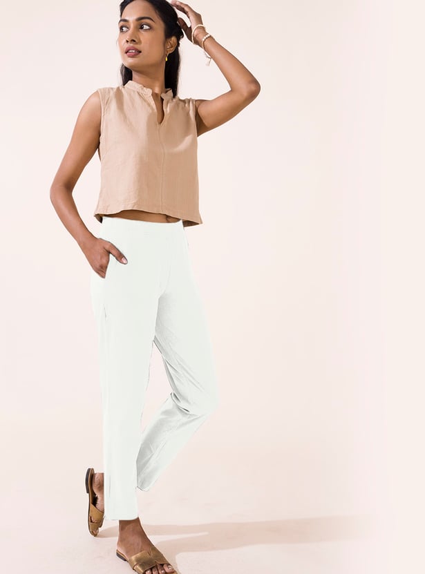 GO COLORS Solid Straight Pants