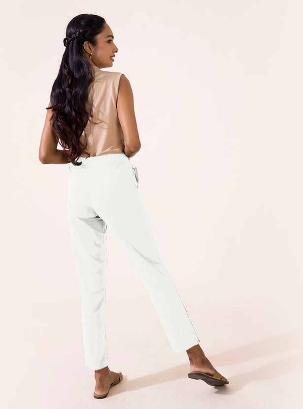 GO COLORS Solid Straight Pants