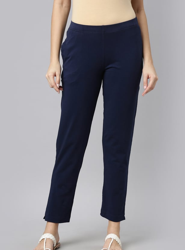 GO COLORS Solid Straight Pants