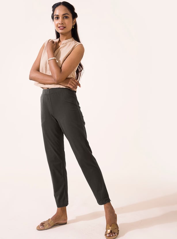 GO COLORS Solid Straight Pants