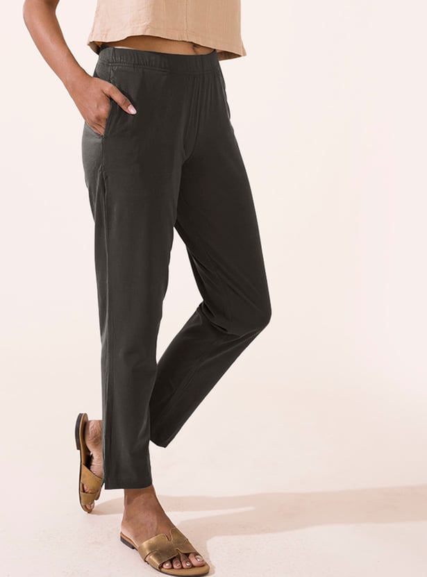GO COLORS Solid Straight Pants