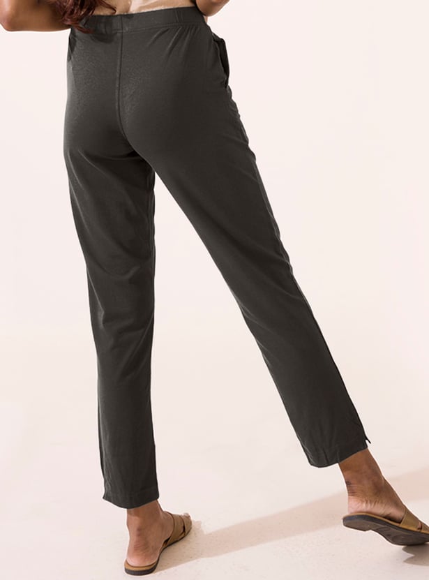 GO COLORS Solid Straight Pants