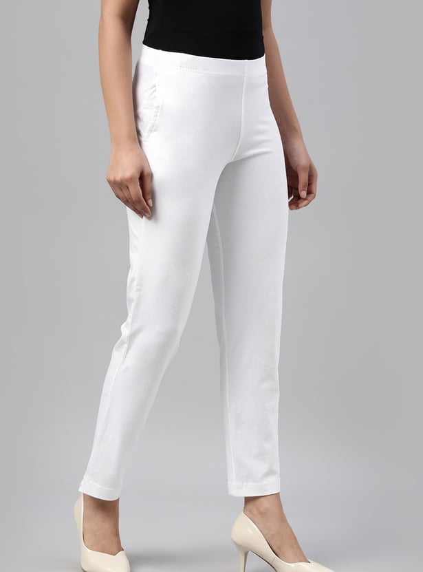 GO COLORS Solid Straight Pants