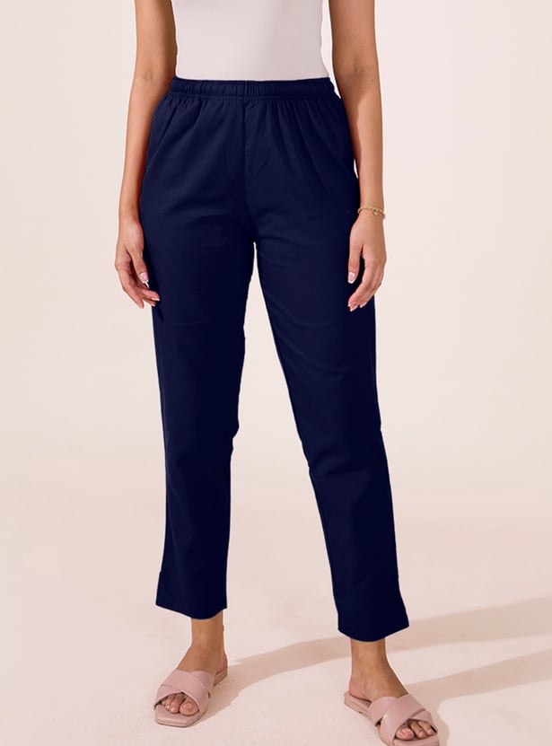GO COLORS Women Solid Straight Pants