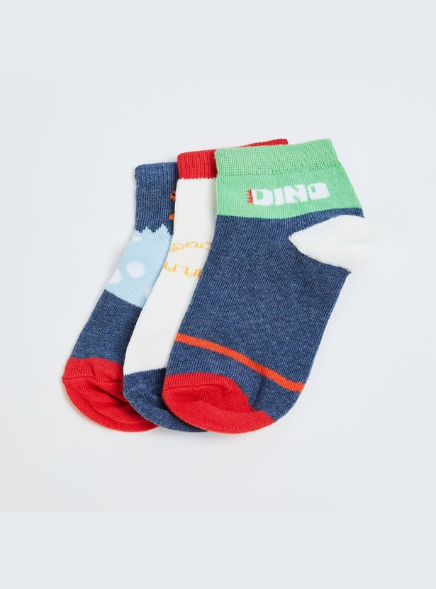 FAME FOREVER Boys Printed Ankle Length Socks - Pack of 3