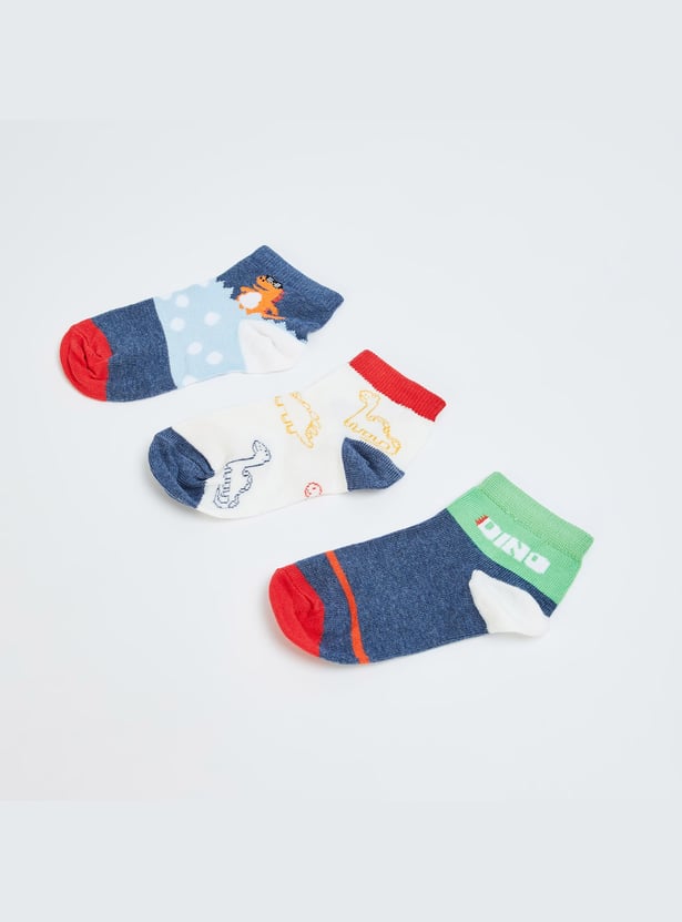 FAME FOREVER Boys Printed Ankle Length Socks - Pack of 3