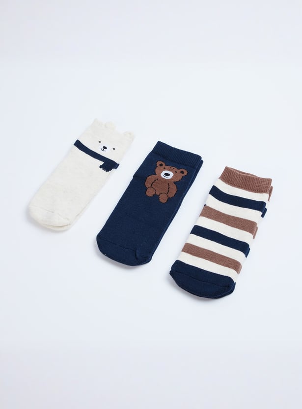FAME FOREVER Boys Assorted Ankle-Length Socks - Pack of 3