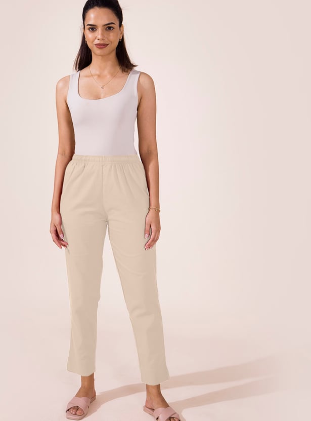 GO COLORS Women Solid Straight Pants