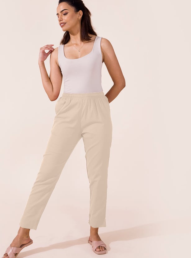 GO COLORS Women Solid Straight Pants