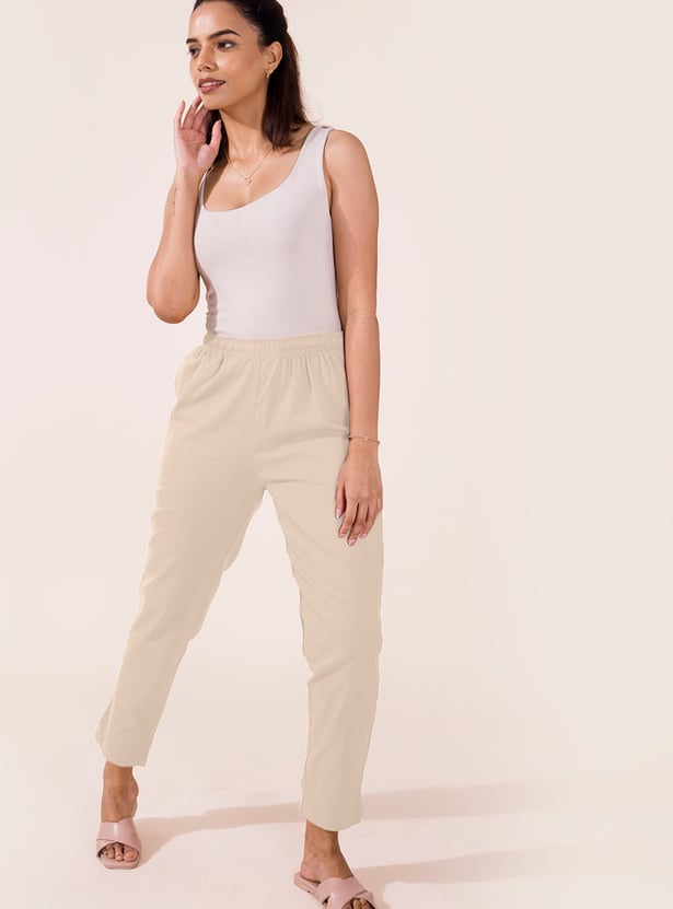 GO COLORS Women Solid Straight Pants