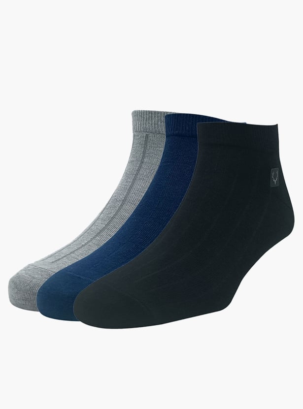 ALLEN SOLLY Men Woven Ankle-Length Socks - Pack of 3