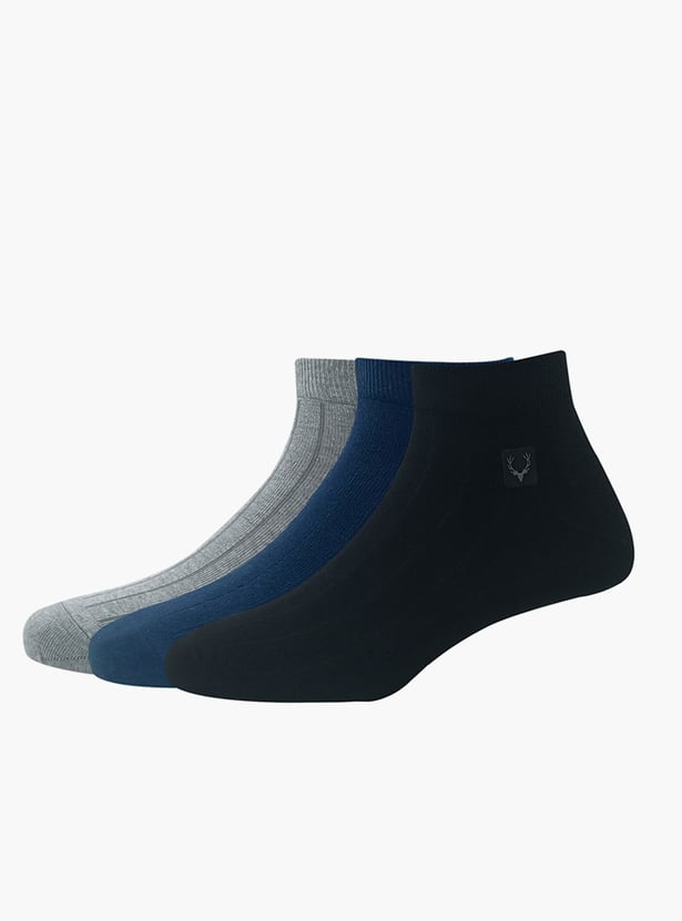 ALLEN SOLLY Men Woven Ankle-Length Socks - Pack of 3