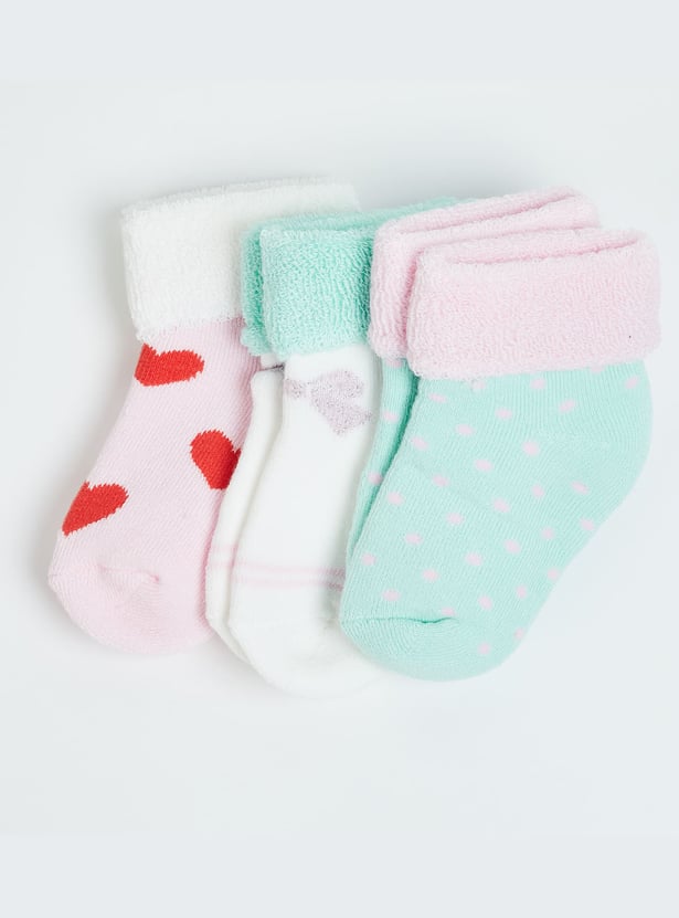 FAME FOREVER Girls Woven Ankle-Length Socks - Pack of 3