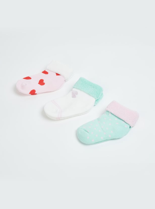 FAME FOREVER Girls Woven Ankle-Length Socks - Pack of 3