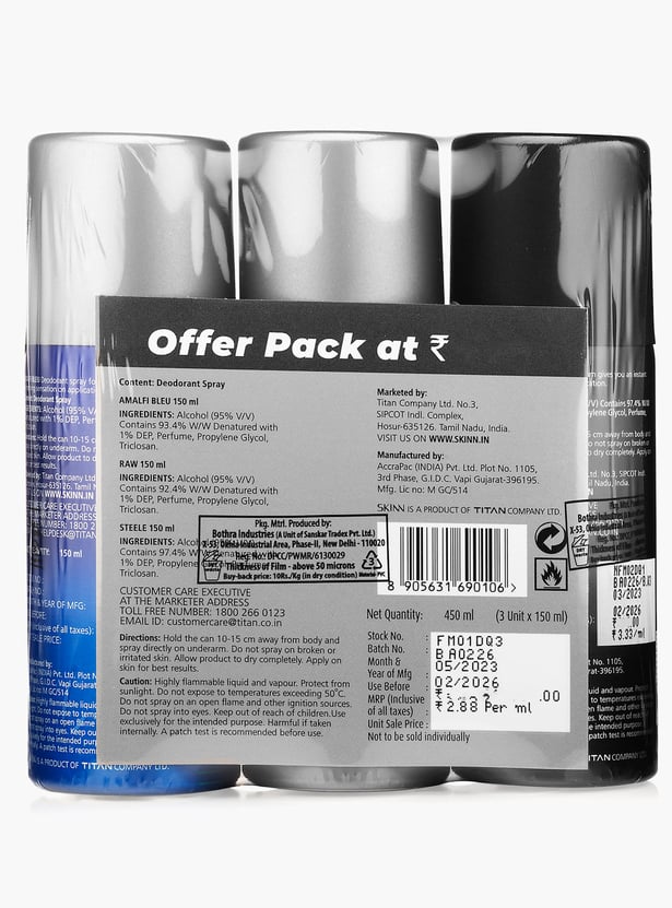 SKINN Premium Deodorant Spray Set - Pack of 3
