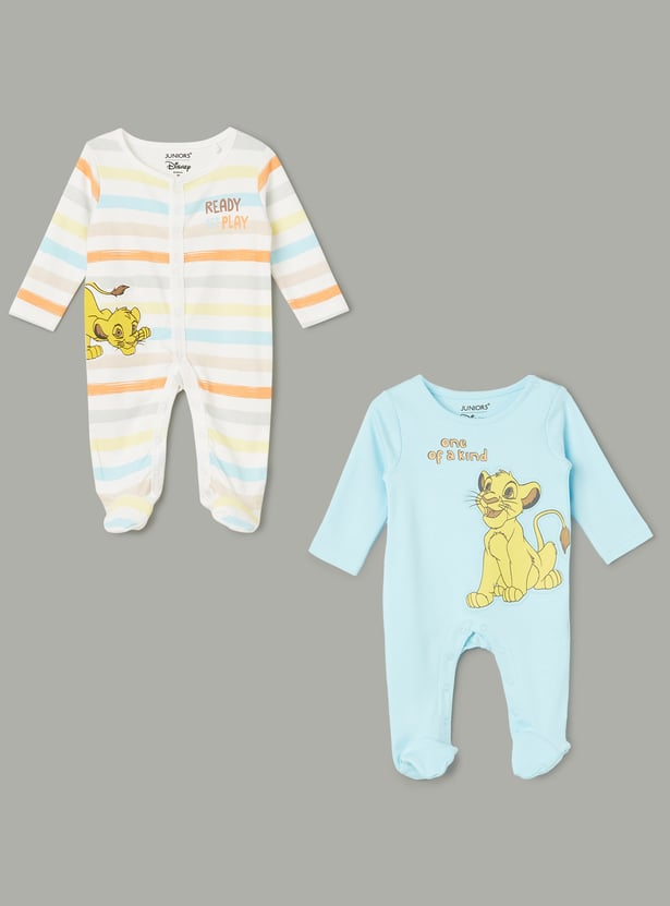 JUNIOR BABY Boys Lion King Printed Footed Sleepsuits - Pack of 2