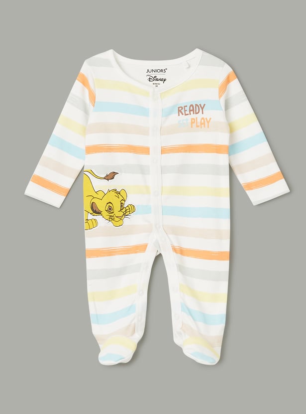 JUNIOR BABY Boys Lion King Printed Footed Sleepsuits - Pack of 2