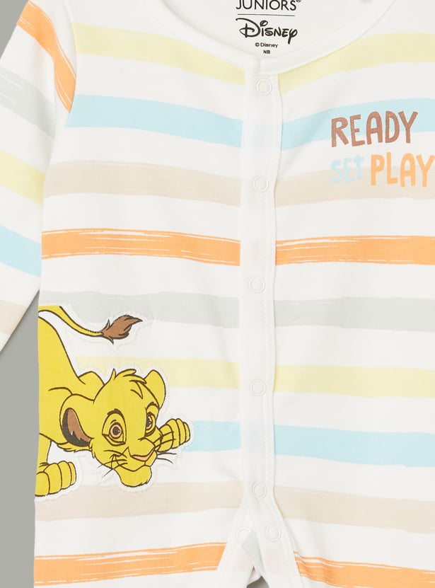 JUNIOR BABY Boys Lion King Printed Footed Sleepsuits - Pack of 2