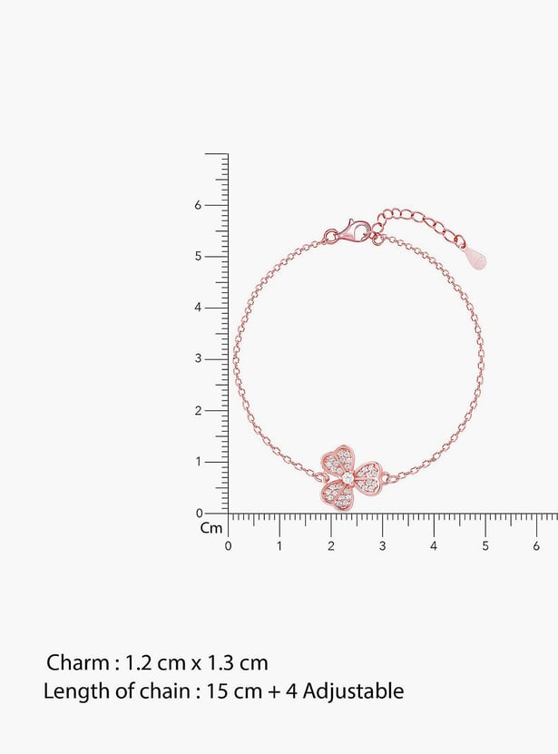 GIVA Sterling Silver Zircon Studded Shamrock Bracelet
