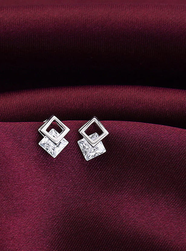 GIVA Sterling Silver Quadrangle Stud Earrings