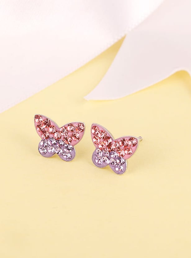 GIVA Silver Butterfly Stud Earrings
