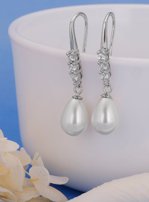 GIVA Sterling Silver Pearl Drop Earrings