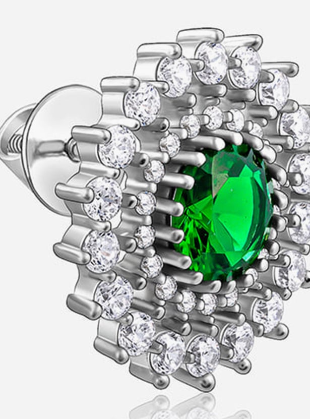 GIVA Sterling Silver Emerald Stud Earrings