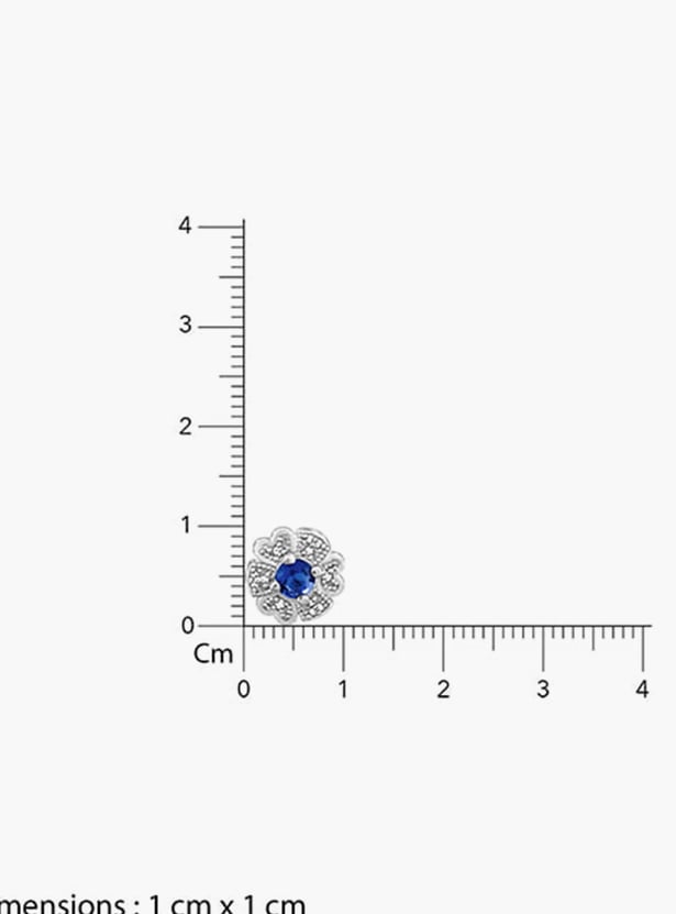 GIVA Sterling Silver Royal Blue Bloom Stud Earrings