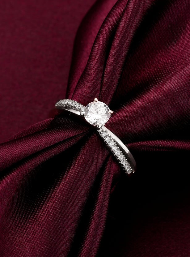 GIVA Sterling Silver Zircon Layered Finger Ring