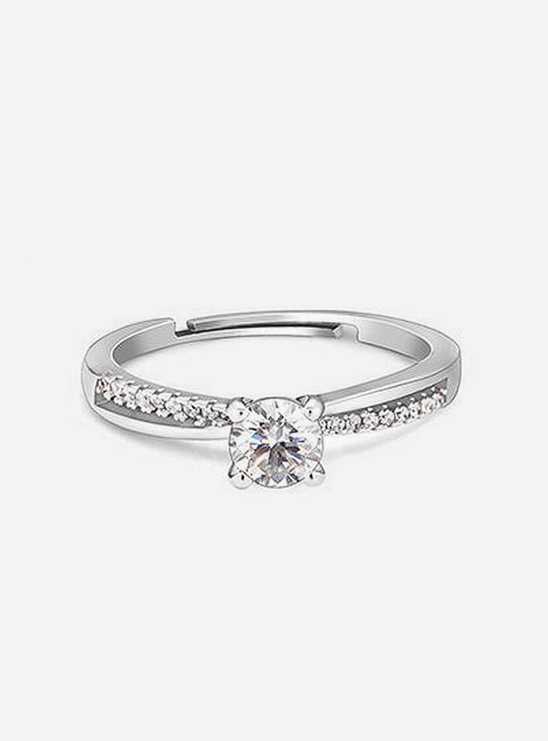 GIVA Sterling Silver Zircon Layered Finger Ring