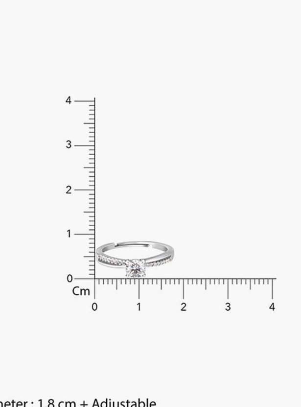 GIVA Sterling Silver Zircon Layered Finger Ring