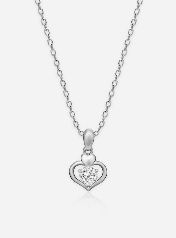 GIVA Sterling Silver Zircon Dual Heart Chain with Pendant