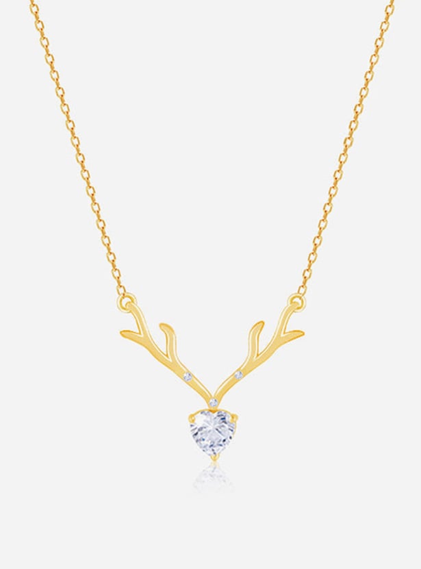 GIVA Sterling Silver Golden Deer Heart Necklace