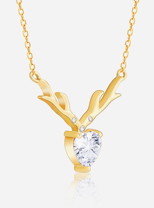GIVA Sterling Silver Golden Deer Heart Necklace