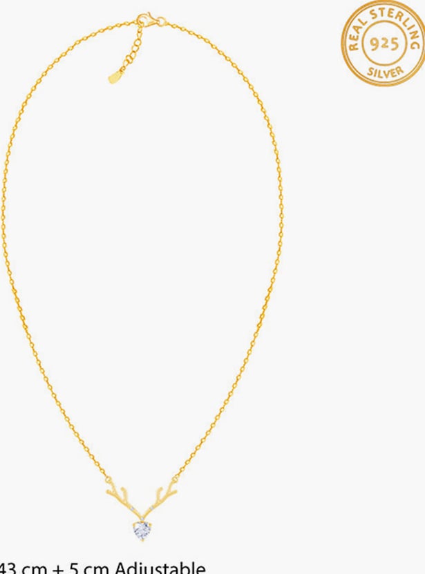 GIVA Sterling Silver Golden Deer Heart Necklace