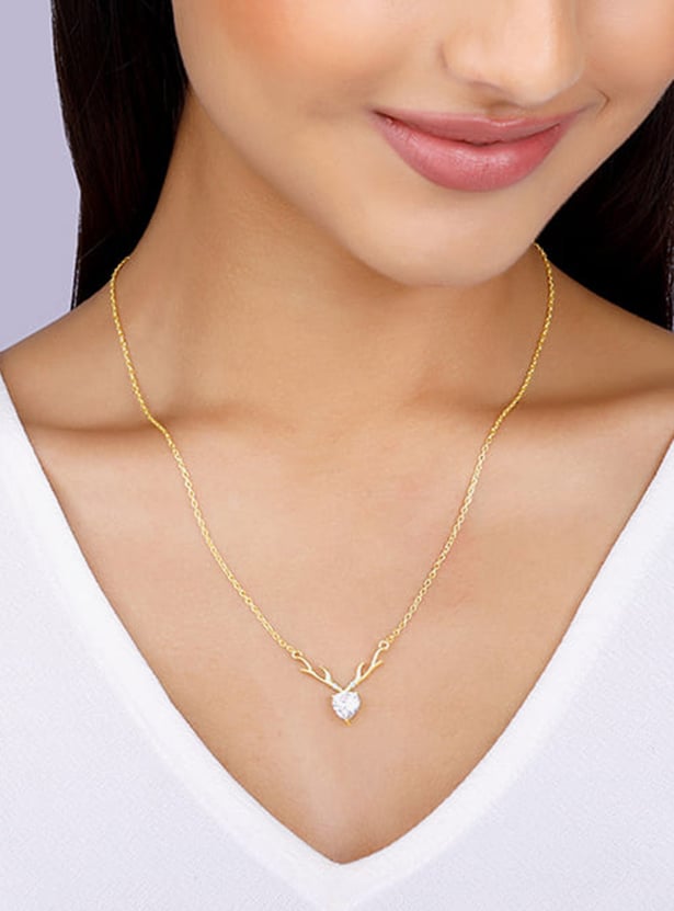GIVA Sterling Silver Golden Deer Heart Necklace