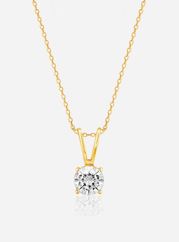 GIVA Sterling Silver Golden Zircon Pendant with Link Chain