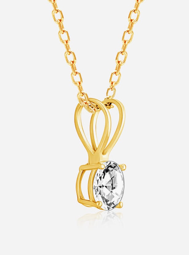 GIVA Sterling Silver Golden Zircon Pendant with Link Chain