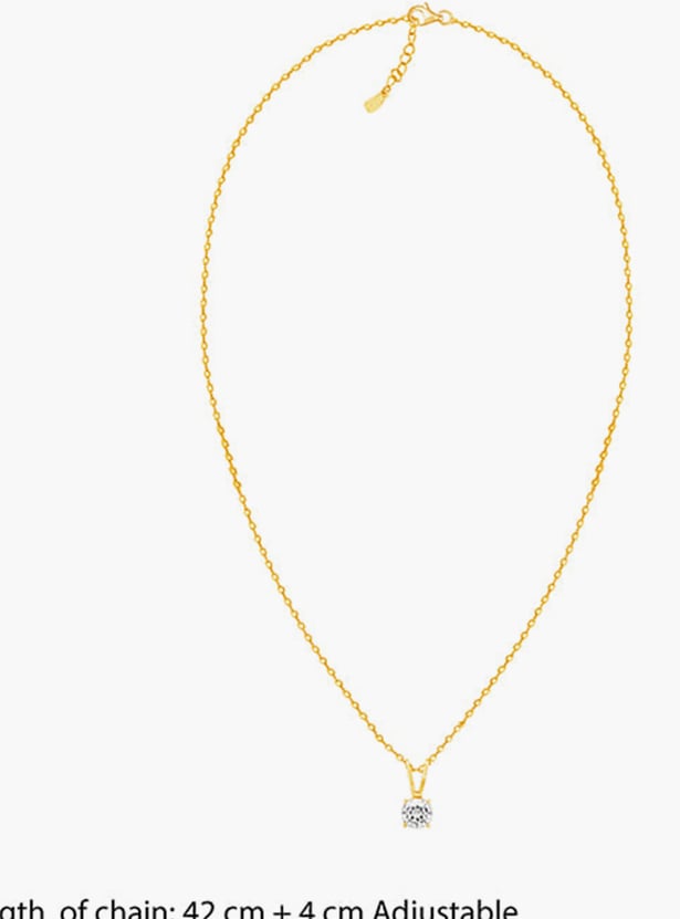 GIVA Sterling Silver Golden Zircon Pendant with Link Chain