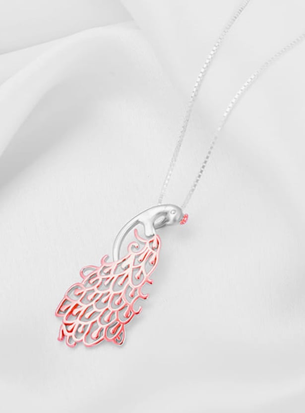 GIVA Sterling Silver Peacock Pendant