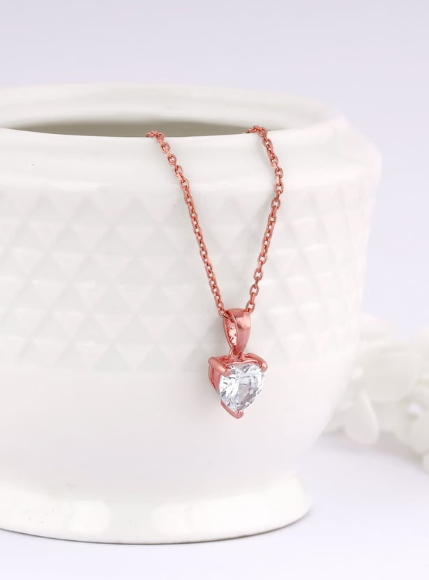 GIVA Sterling Silver Solitaire Heart Chain with Pendant