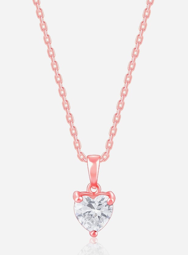 GIVA Sterling Silver Solitaire Heart Chain with Pendant