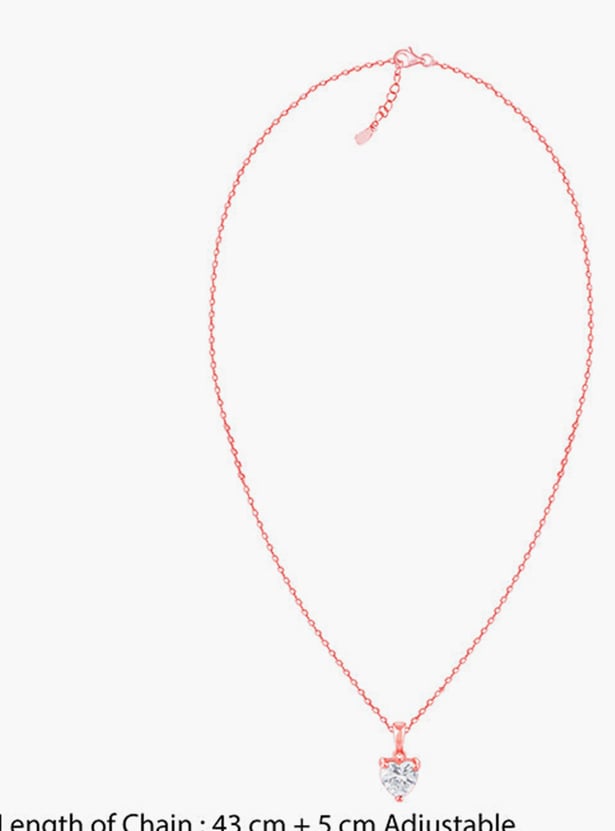 GIVA Sterling Silver Solitaire Heart Chain with Pendant
