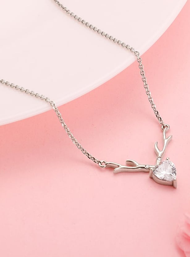 GIVA Sterling Silver Deer Heart Chain with Pendant