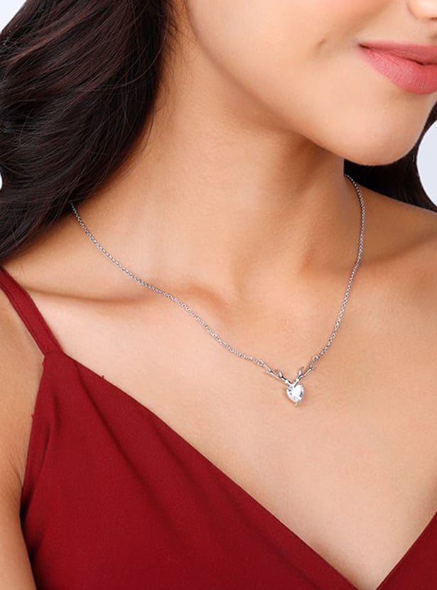 GIVA Sterling Silver Deer Heart Chain with Pendant
