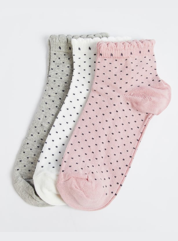 GINGER Women Polka Dot Printed Ankle Length Socks - Pack of 3