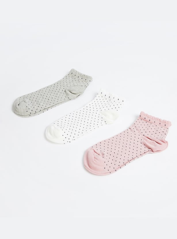 GINGER Women Polka Dot Printed Ankle Length Socks - Pack of 3
