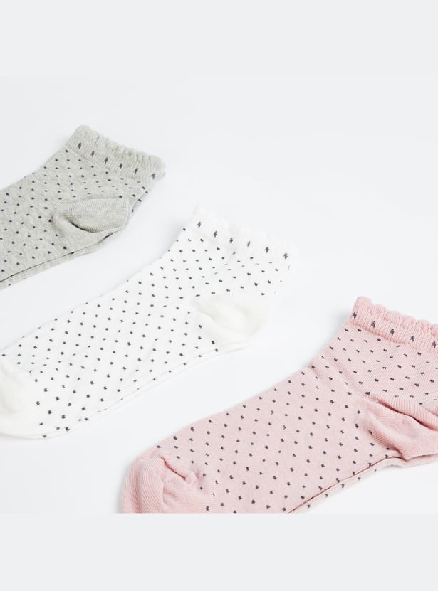 GINGER Women Polka Dot Printed Ankle Length Socks - Pack of 3