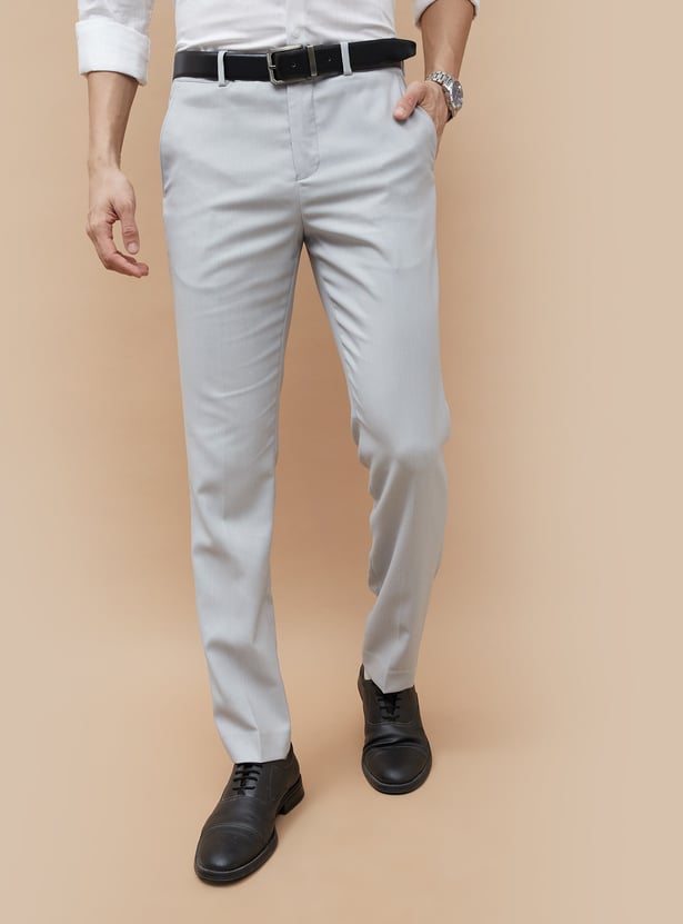 CODE Textured Slim Tapered Formal Trousers