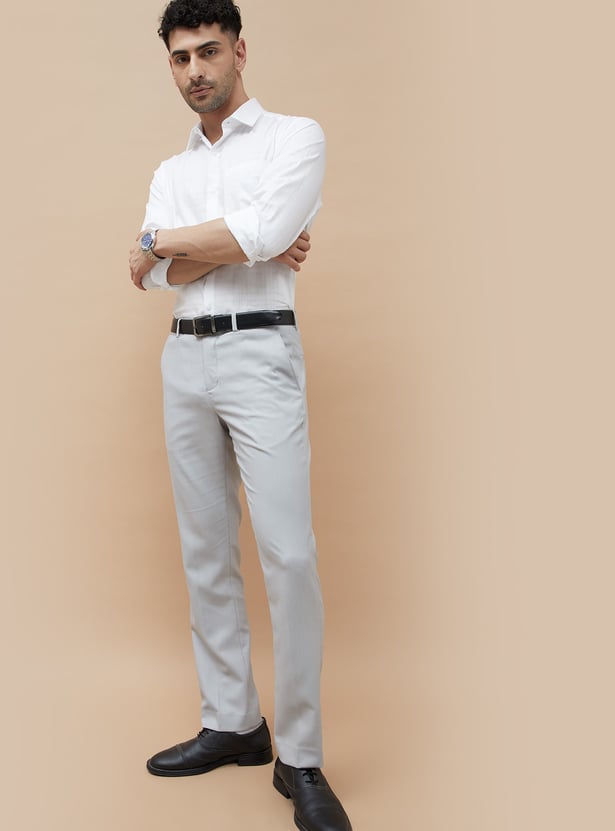 CODE Textured Slim Tapered Formal Trousers